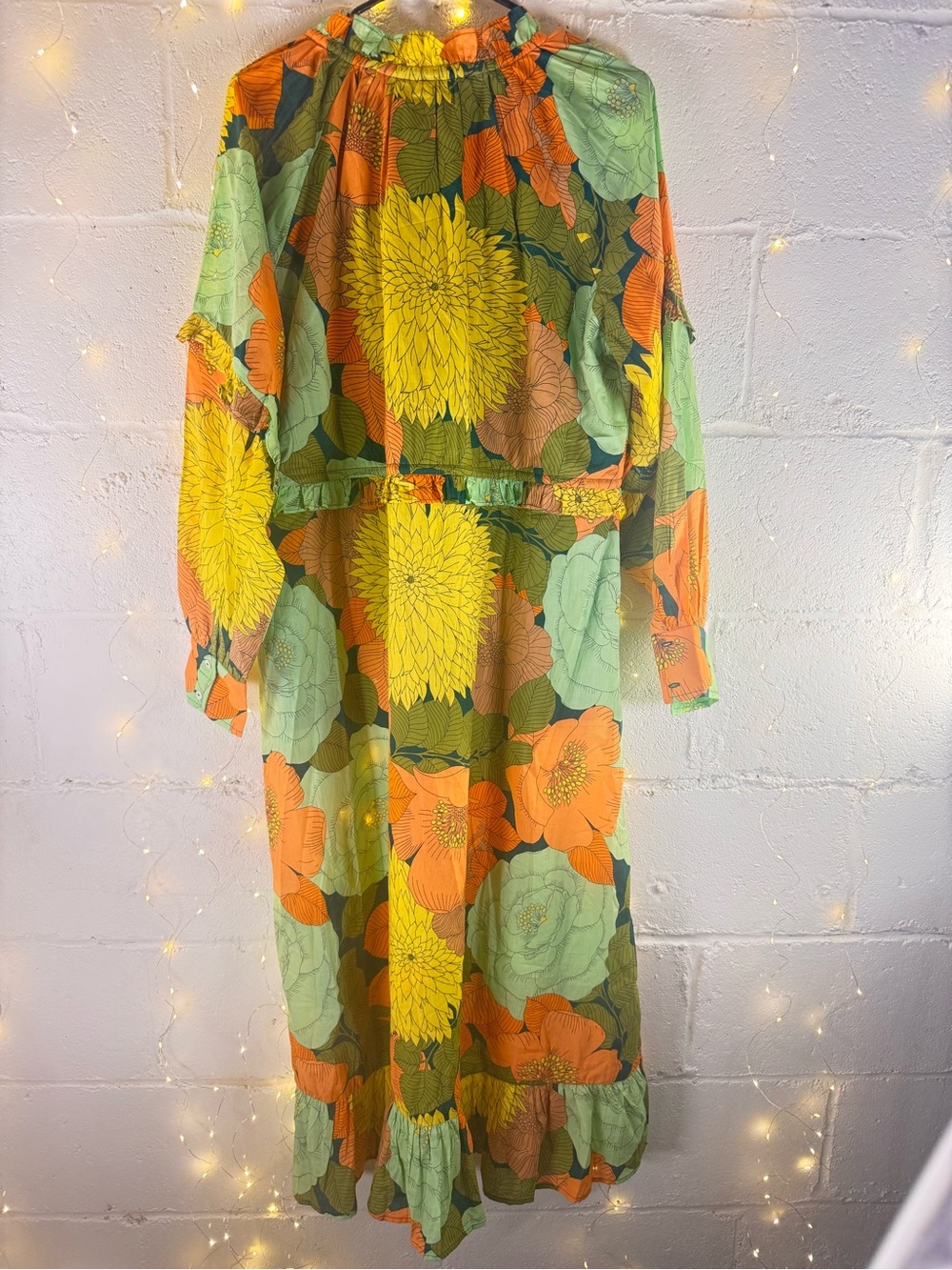 NWT Farm Rio x Anthropologie Floral High Low Midi Dress XL Petite Boho Tassel - Picture 13 of 14